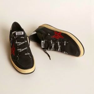 ❌SOLD❌Golden Goose Ballstars🖤❤️Black with Red Glitter Star-Size 38